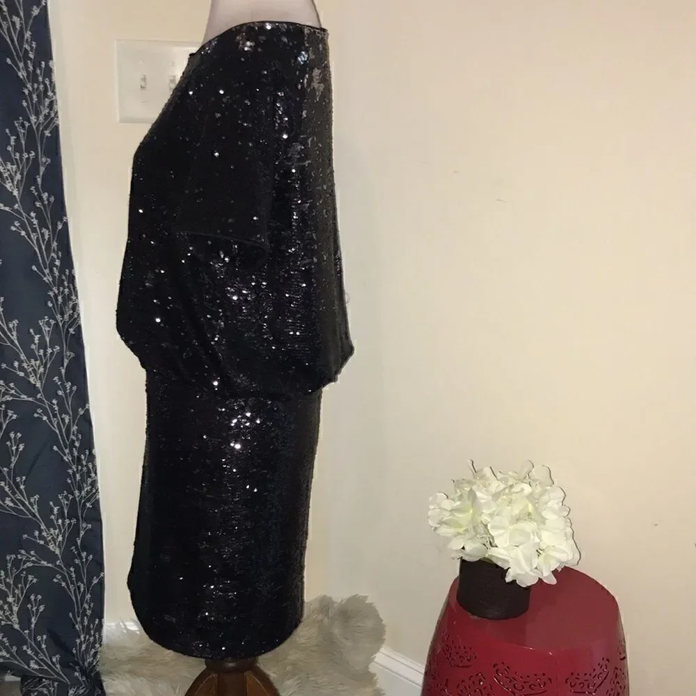 Rachel Zoe Sequin Blouson Mini Dress Flip Sequins